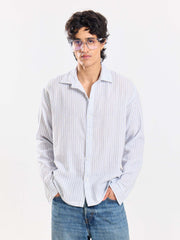 White Striped Gauze Holiday Shirt